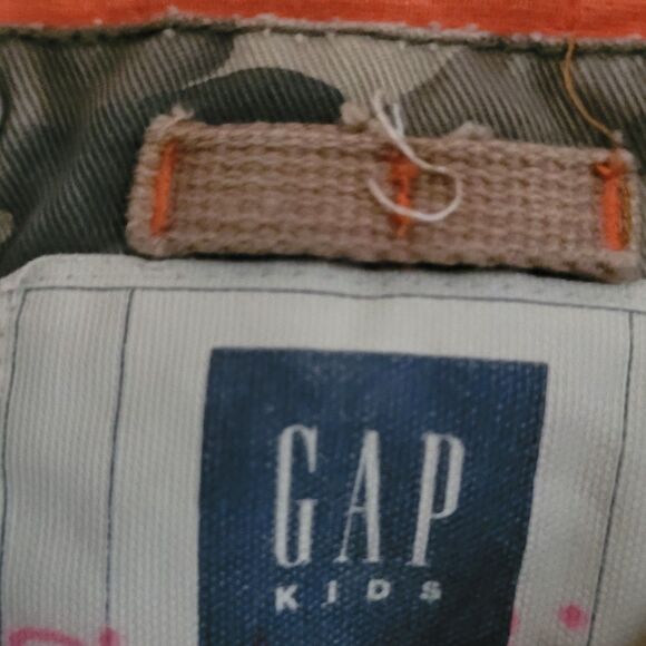 Vtg GAP Kids Camo Bomber Jacket Boys Size 6-7 Small Tan Brown Gray Lined Y2K - Picture 10 of 16
